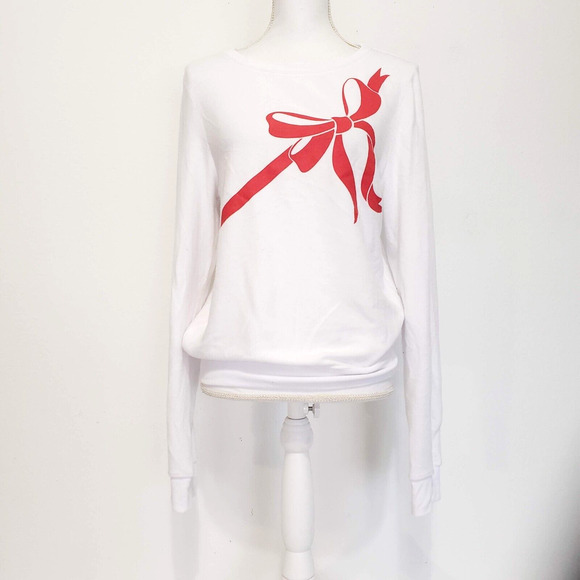 NEW!! Wildfox SIZE S Gift Wrapped Bow White Lightweight Sweater Sweatshirt Top - Picture 12 of 12